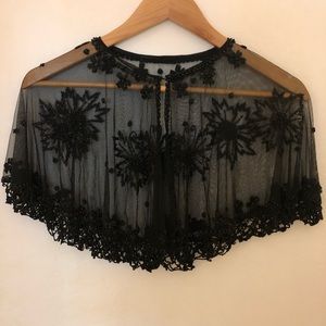 Black beaded sheer shall cape